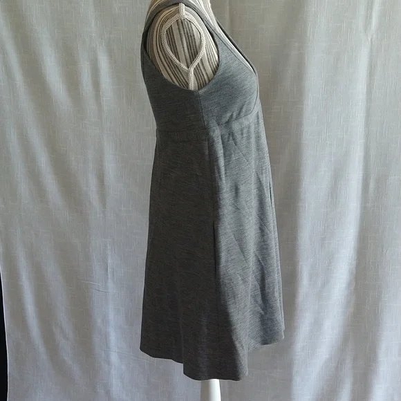 Gray Wool Blend Imperial Tank Mini Dress Sleeveless V-Neck Pockets Size Medium - Picture 4 of 16